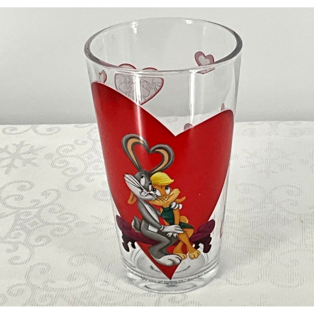 Looney‎ Tunes Bugs Bunny & Lola Glass Tumbler Valentines Design By Zak